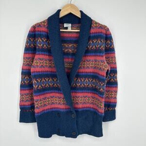 Vintage 90’s Southwestern Wool Chunky Knit Cardigan Laura Aztec Geo Print